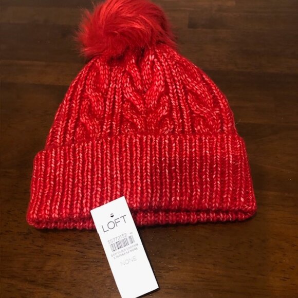 Loft Red Holiday Red Beanie Hat NWT - Picture 2 of 10